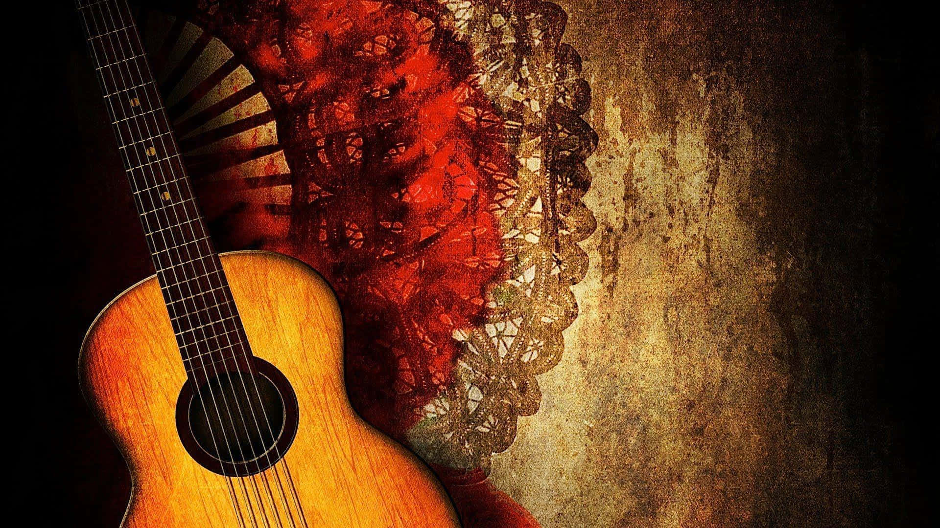 A Guitar Is Sitting On A Grungy Background Background