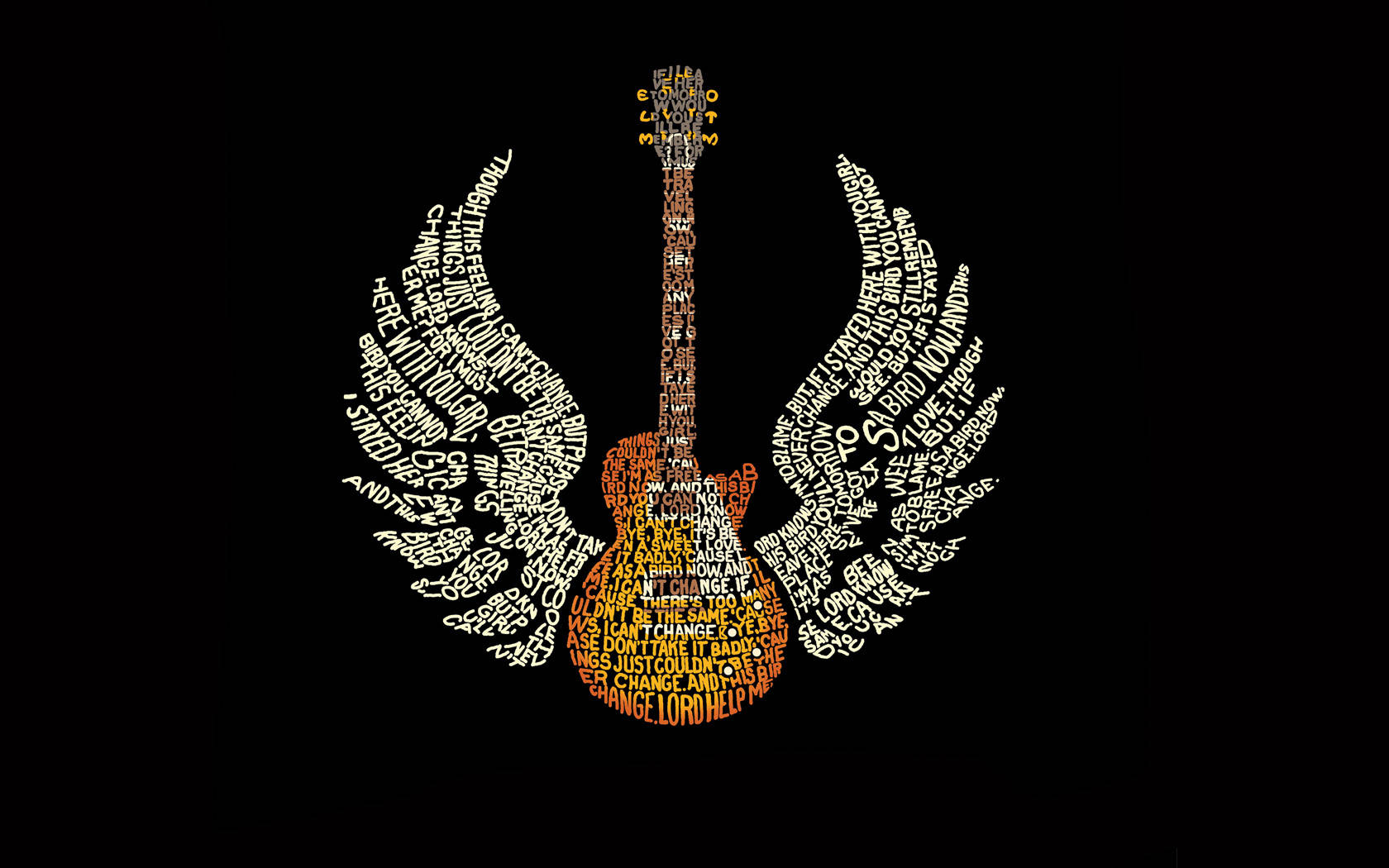 A Guitar With Wings On It Background