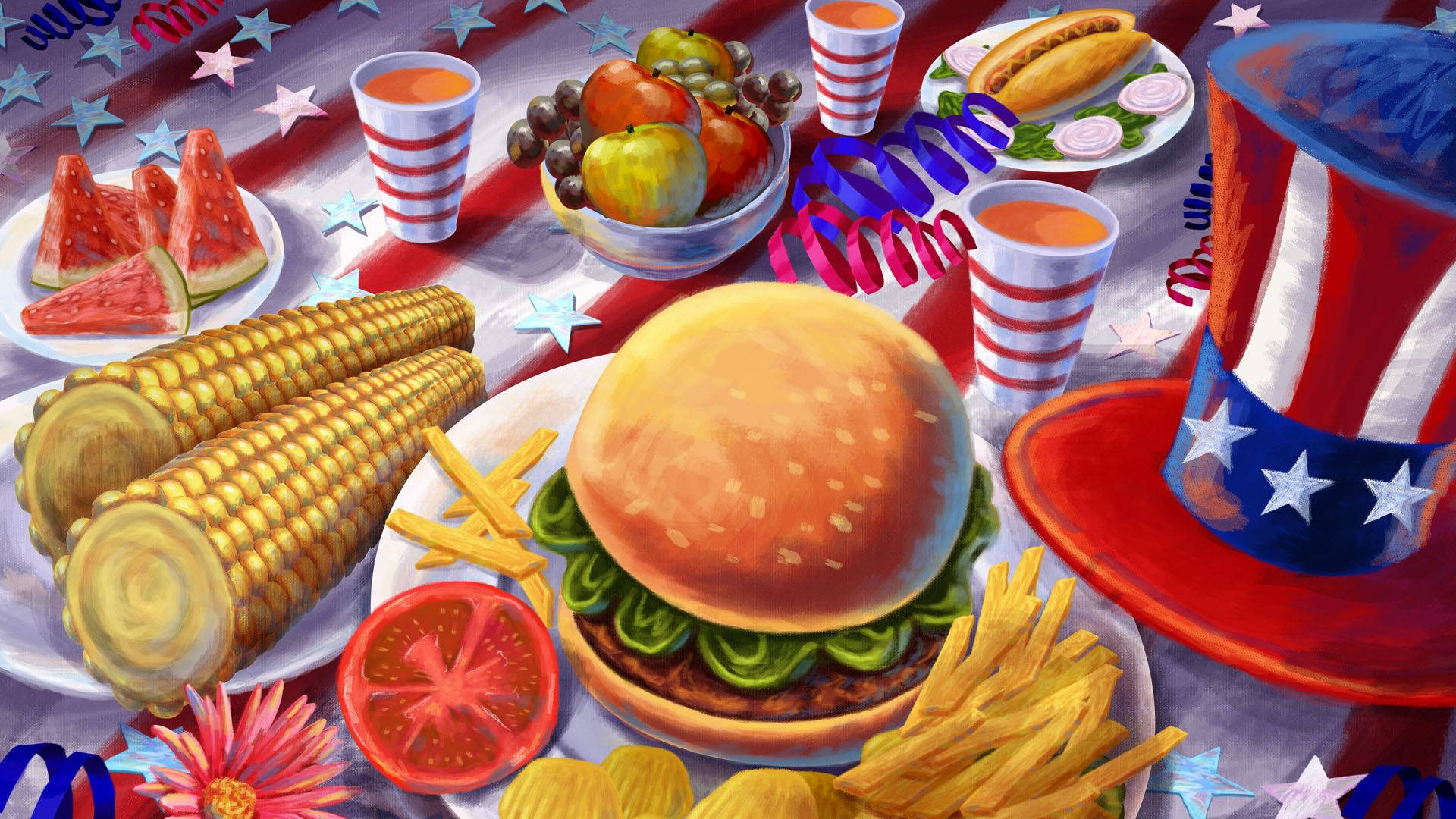 A Hamburger On A Plate Background