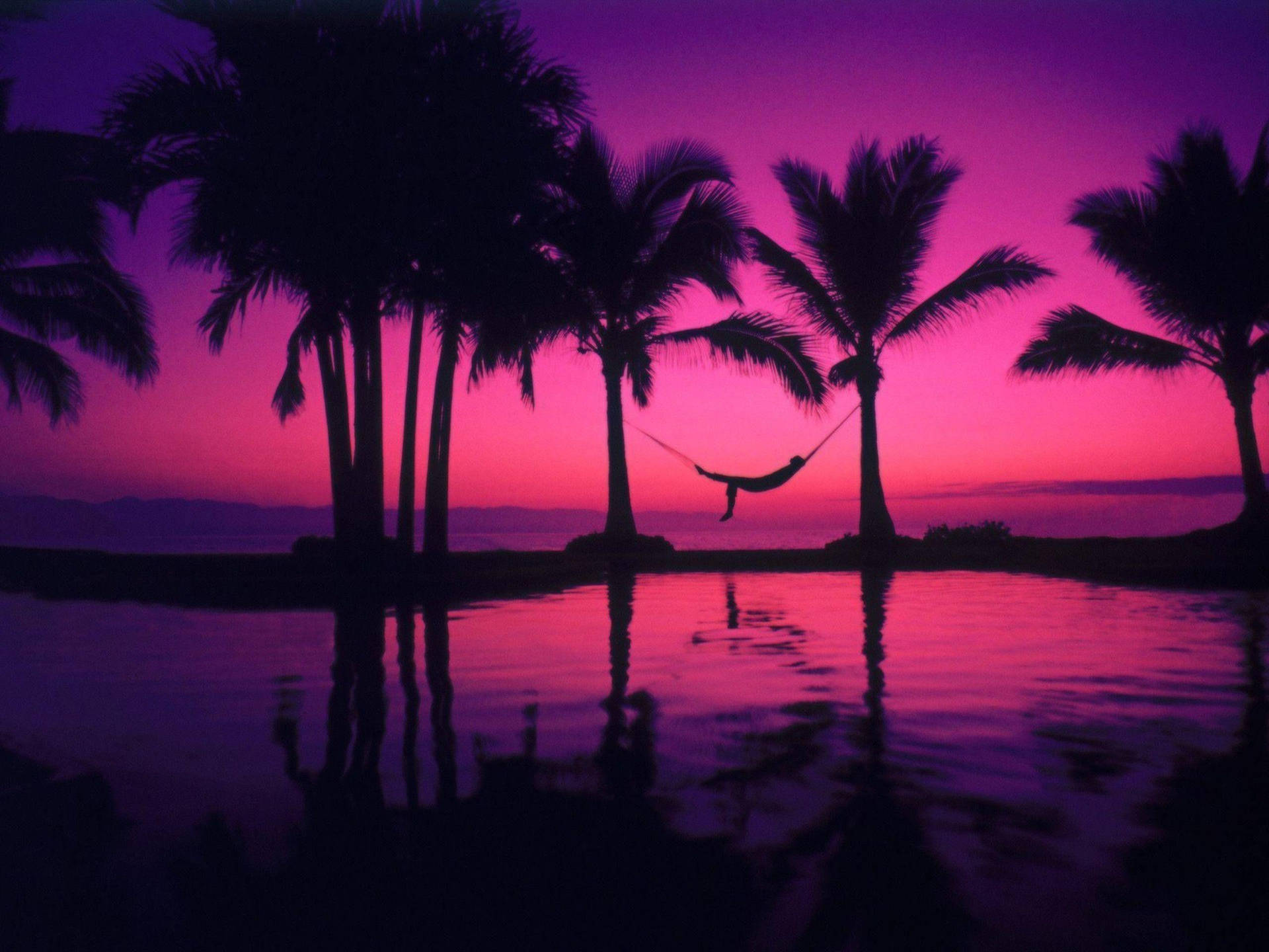 A Hammock Hanging Over A Pool Background