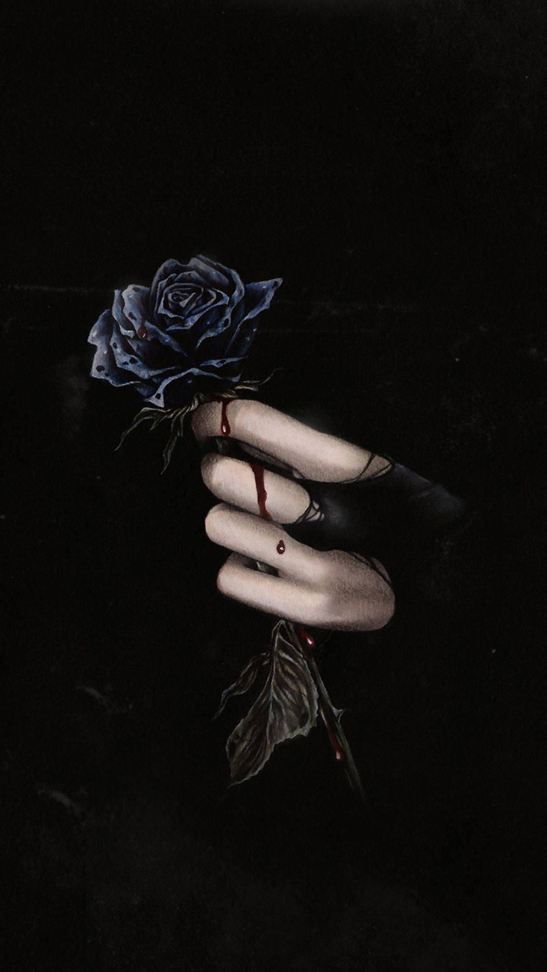 A Hand Holding A Blue Rose