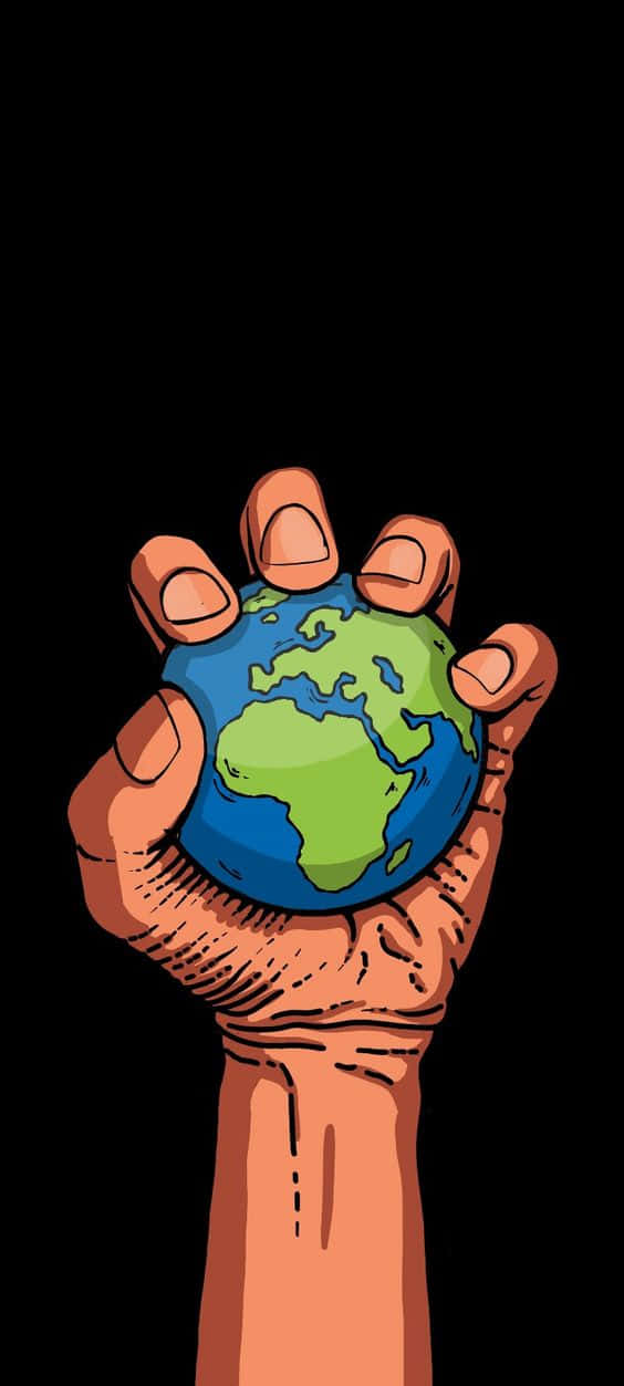 A Hand Holding A Globe Background