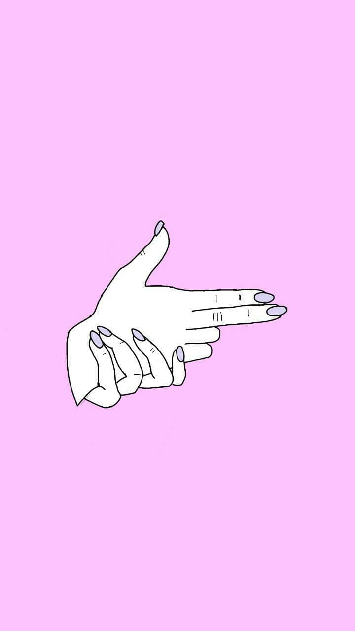 A Hand Is Pointing At A Pink Background Background