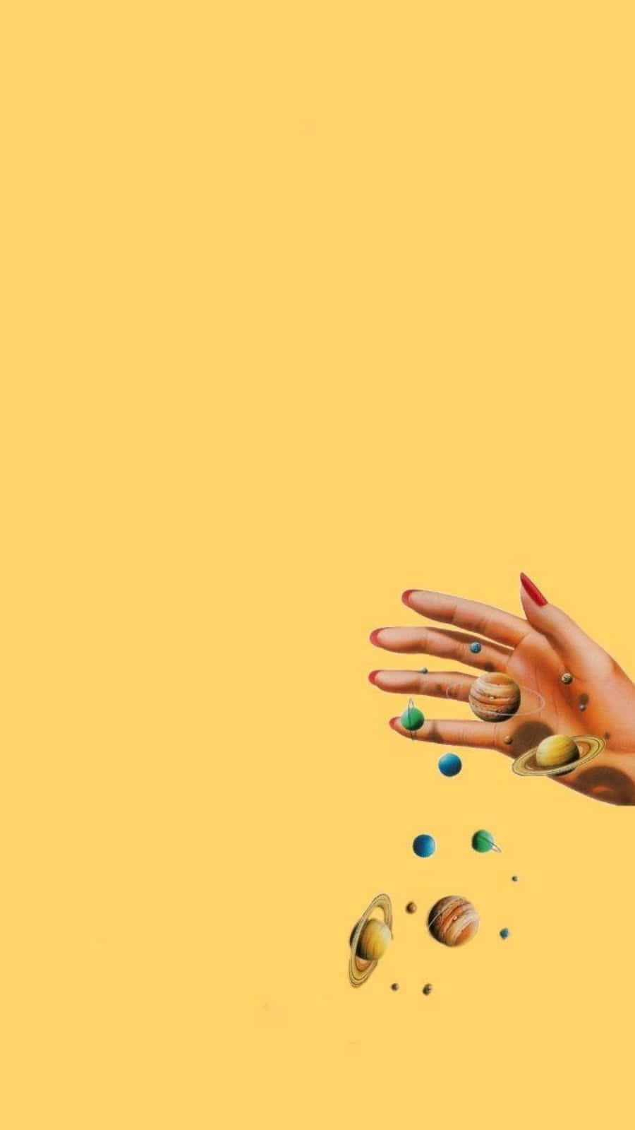 A Hand With Planets In It Background