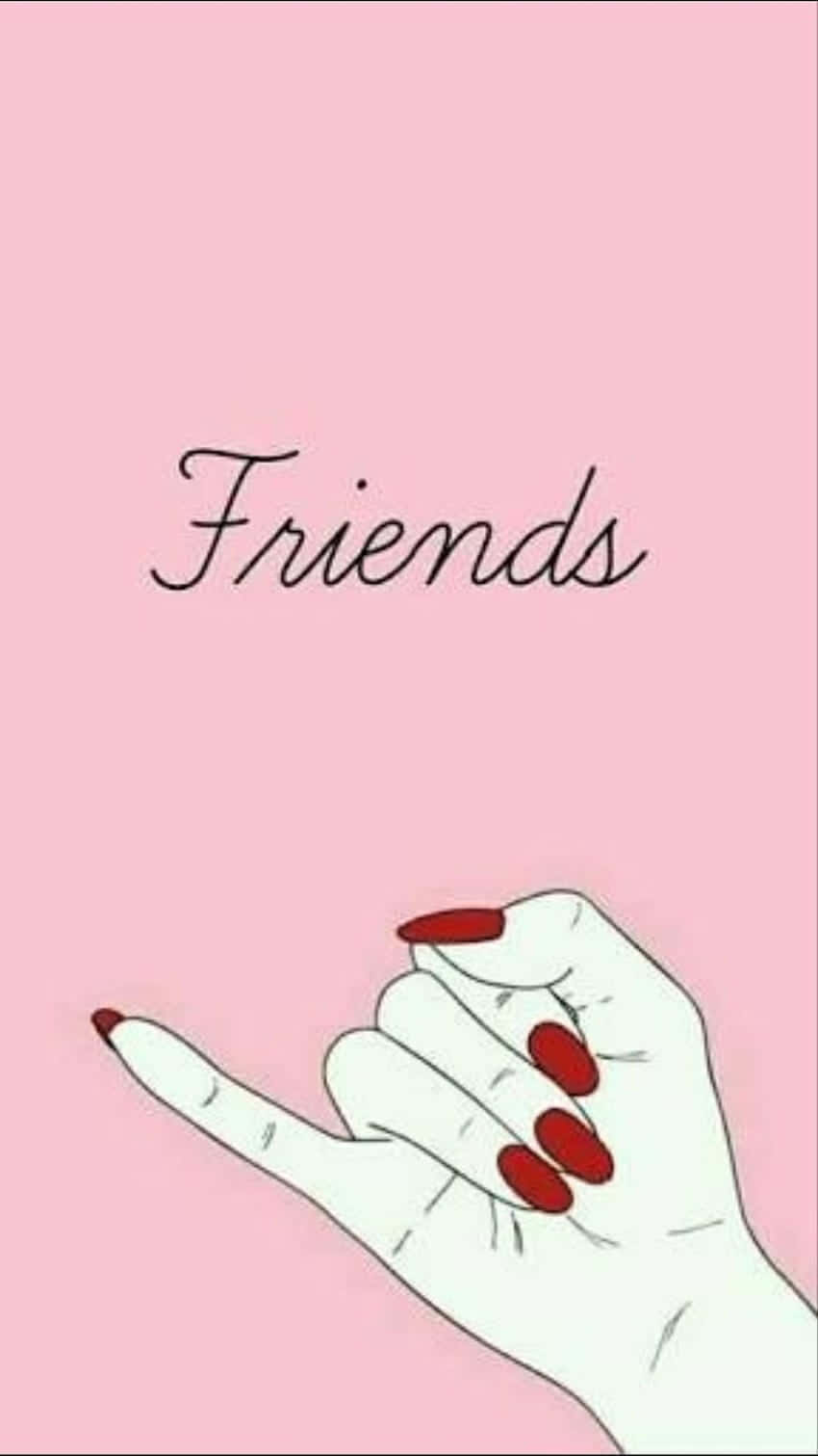 A Hand With Red Nails Holding A Pink Hand Background