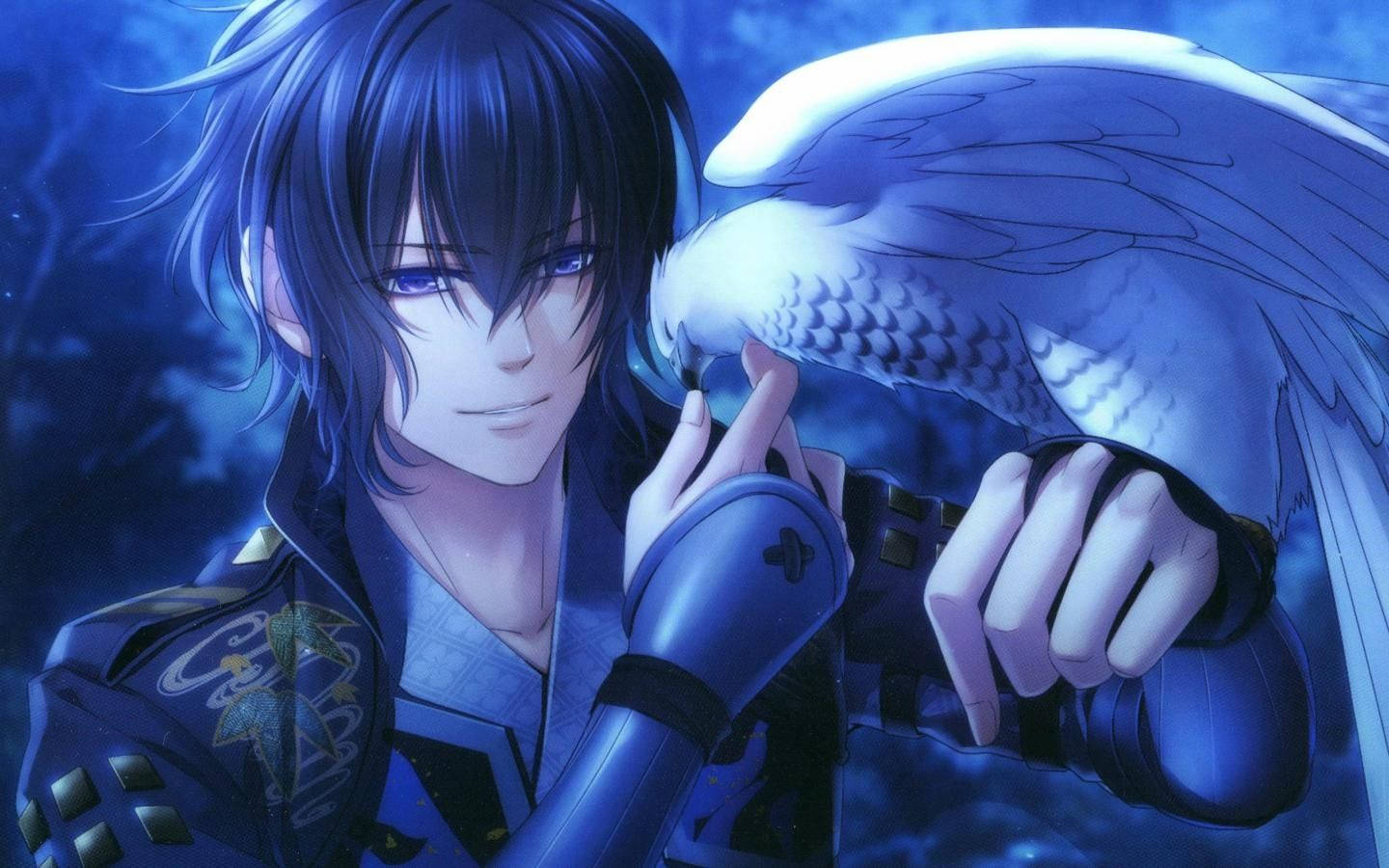 A Handsome Anime Boy Gazing At A Majestic Eagle Background