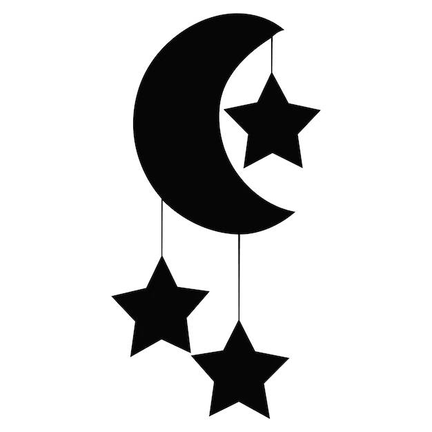 A Hanging Moon And Black Star Background