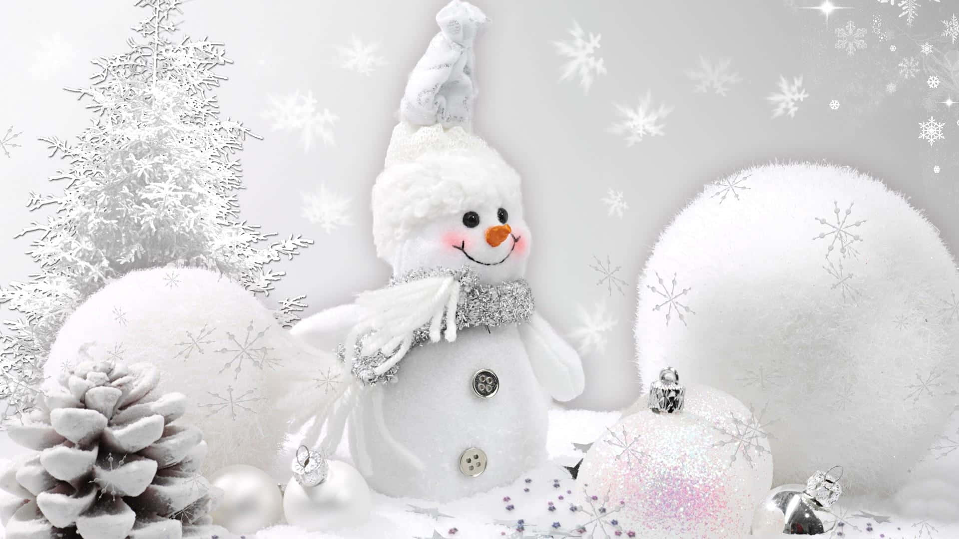 A Happy Festive Snowman Surrounded By Snow Covered Trees, Twinkling Stars, And A Beautiful Night Sky. Background