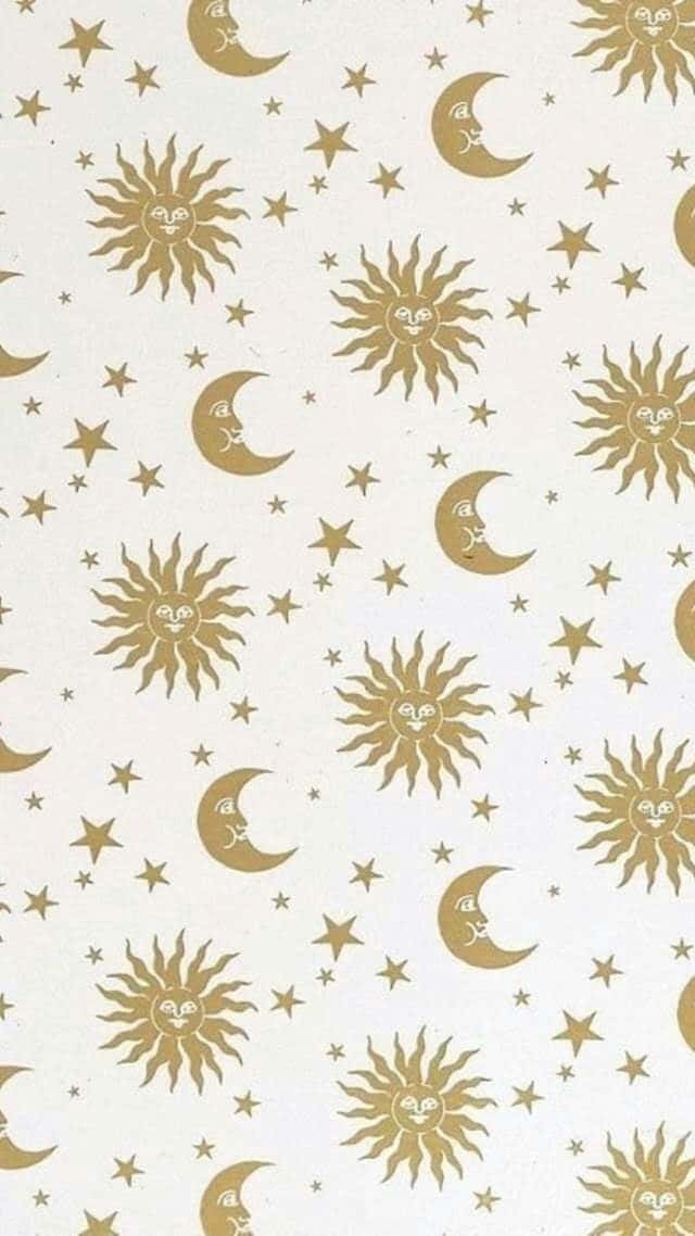 A Harmonious Blend Of The Sun And Moon In A Celestial Sky Background