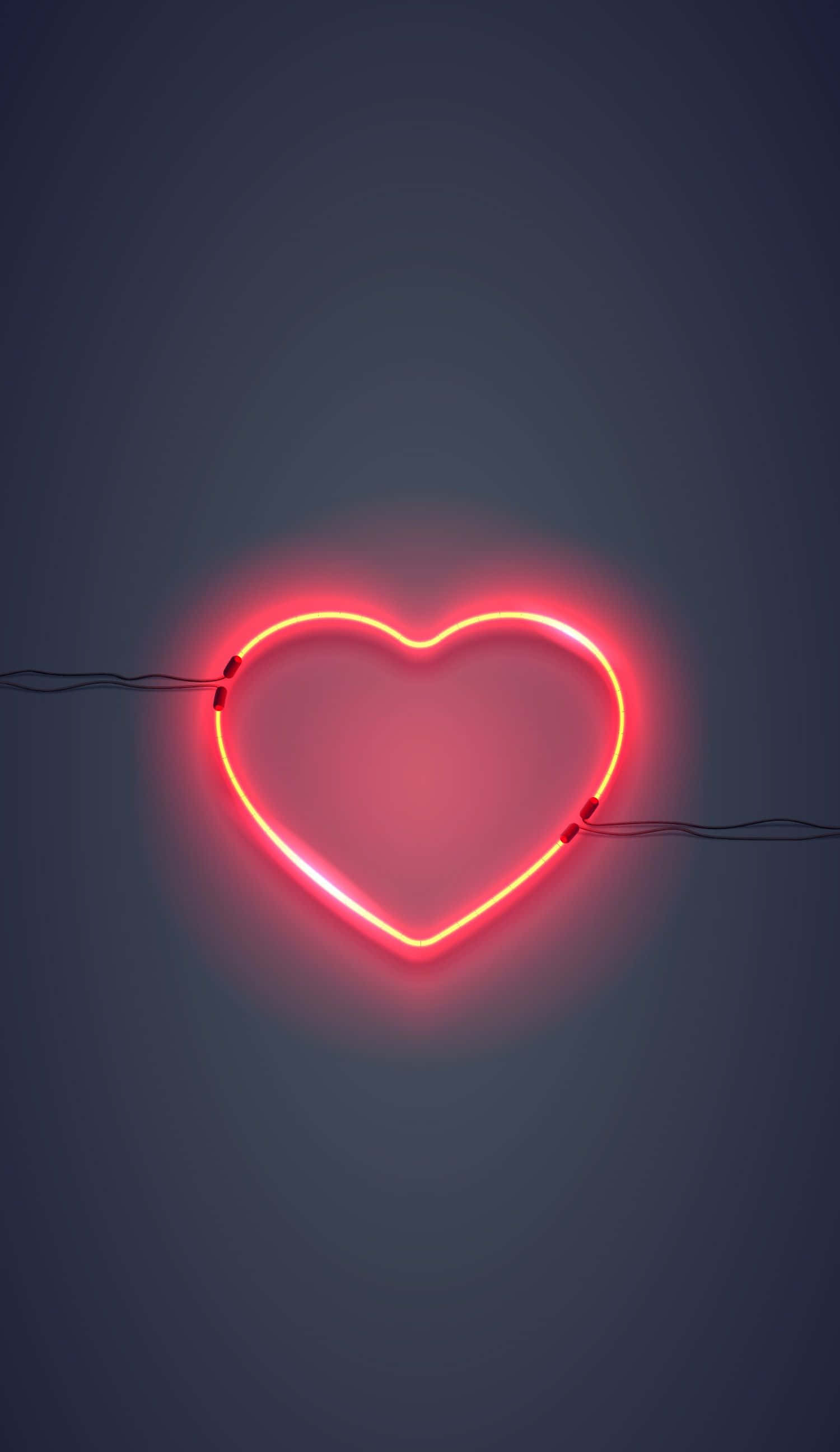 A Heart Neon Sign On A Dark Background Background