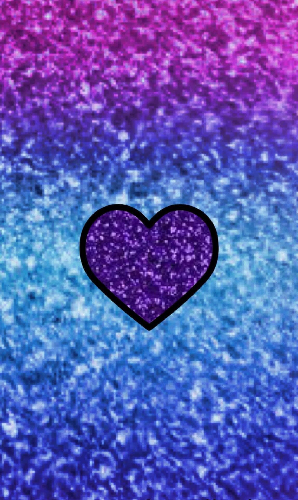 A Heart Shaped Glitter On A Blue And Purple Background