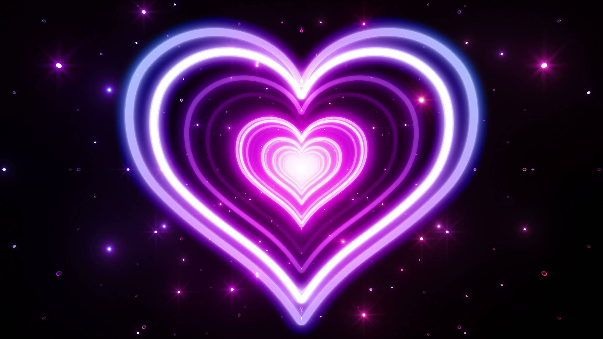 A Heart Shaped Neon Light On A Black Background Background