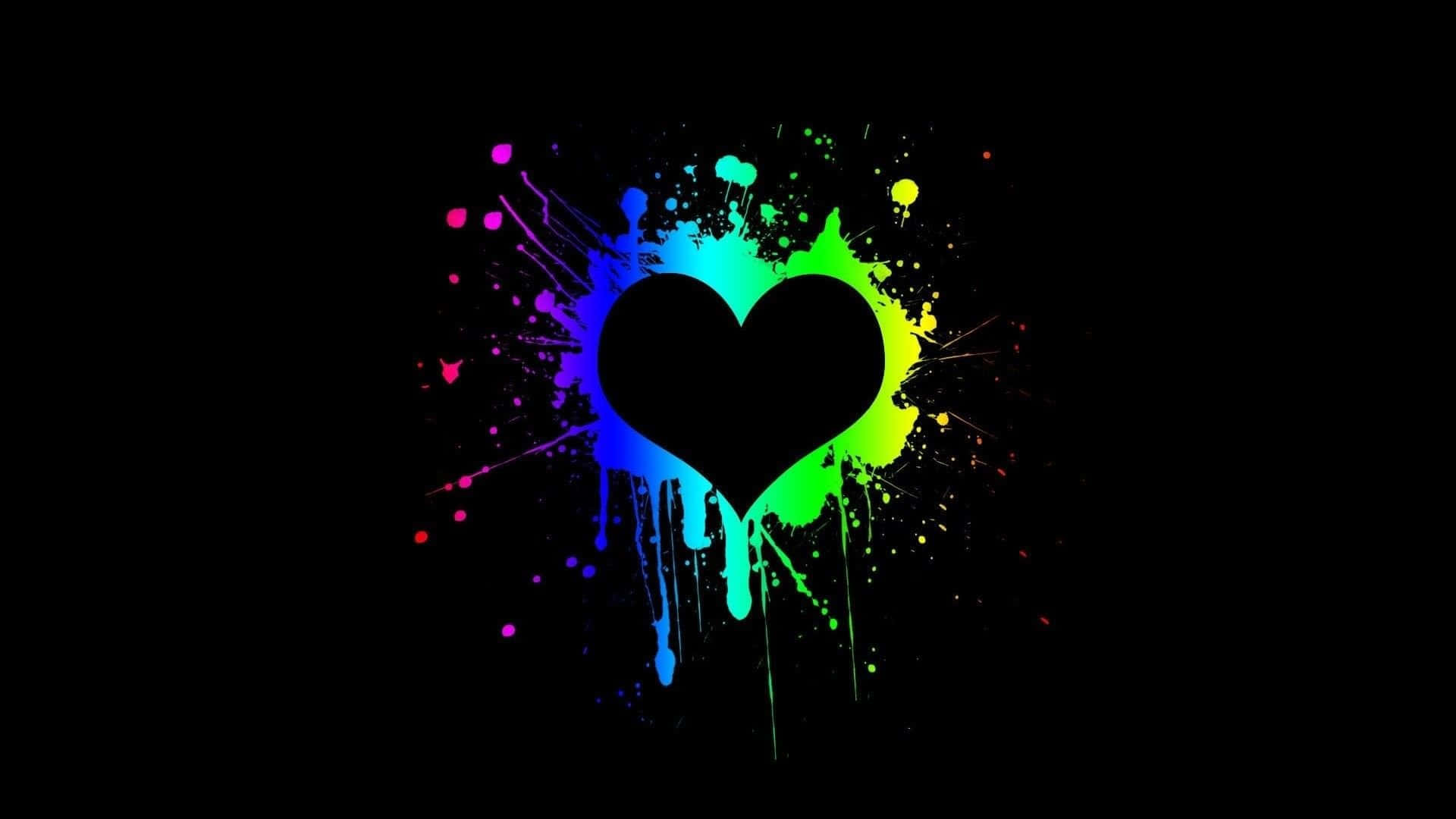 A Heart With Paint Splatters On A Black Background
