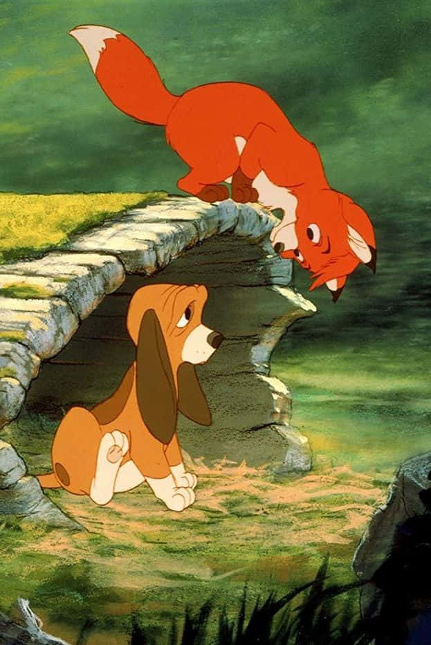 A Heartwarming Moment Between A Fox And A Hound Background