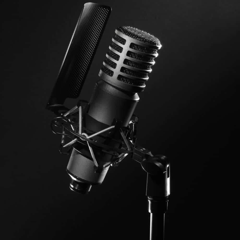 A High-quality Black Recording Microphone Background