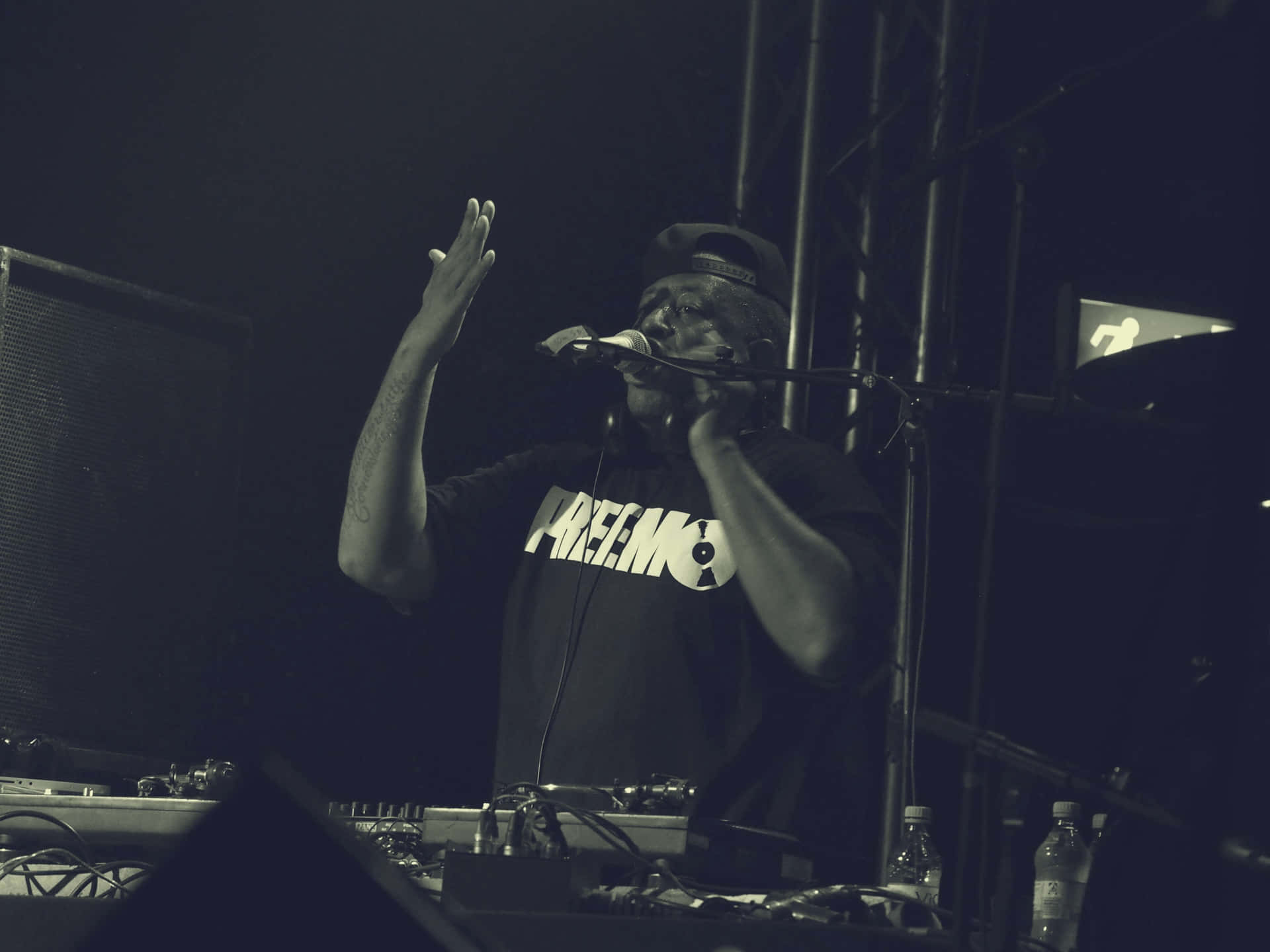 A Hip-hop Artist Rocking A Mic In Front Of A Wild Crowd