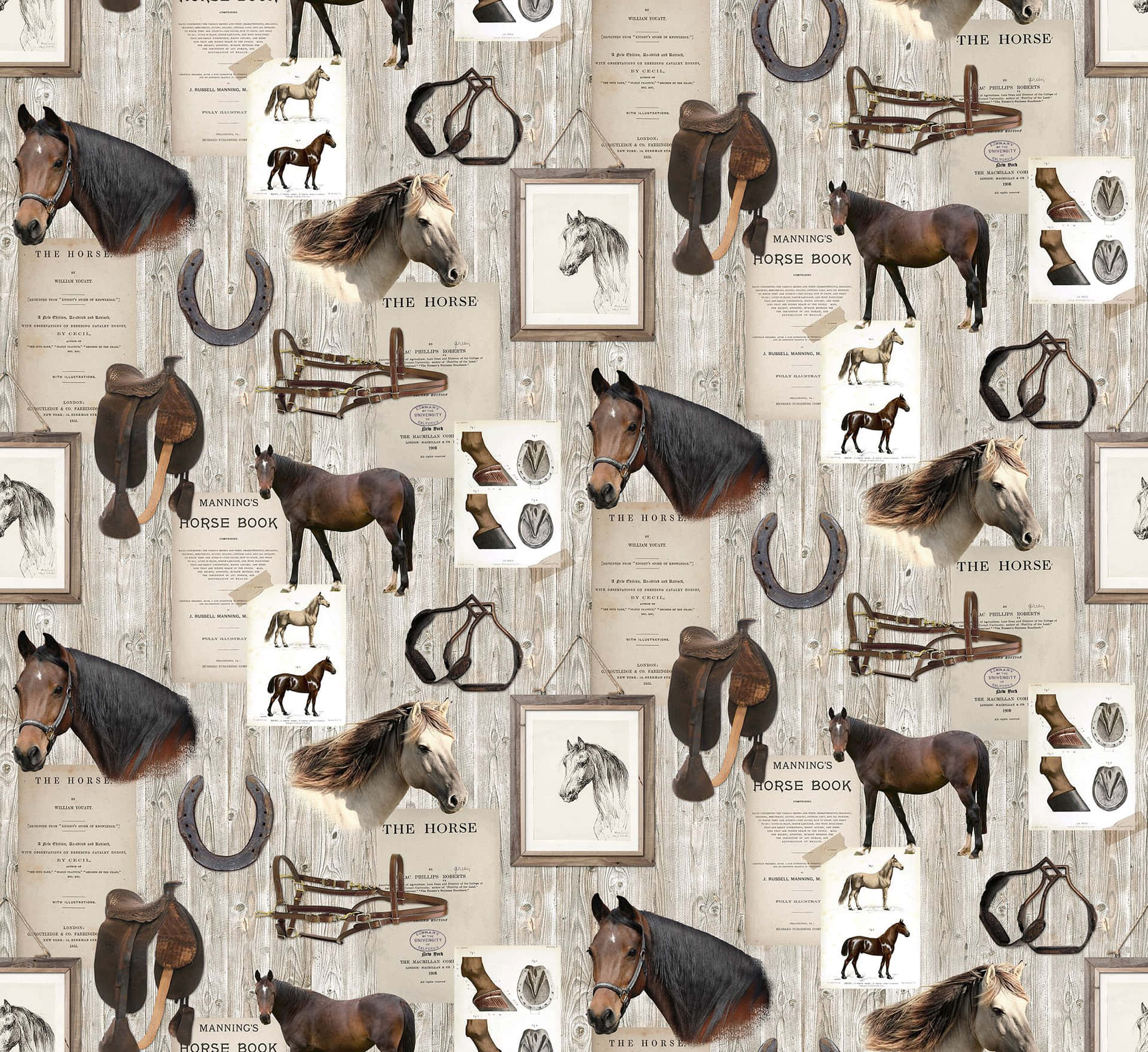 A Horse And Horseshoe Pattern Background