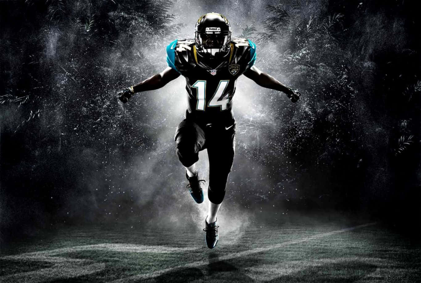 A Jacksonville Jaguars Player Is Running In The Dark Background