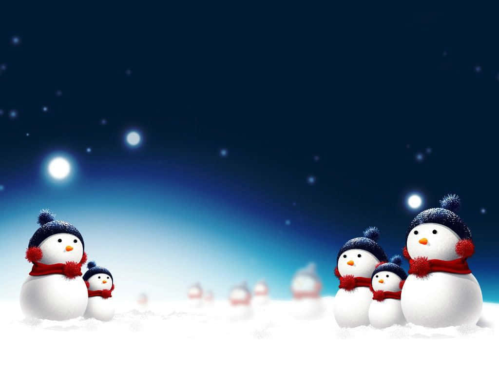 A Jolly Snowman Enjoying The Holiday Spirit Background