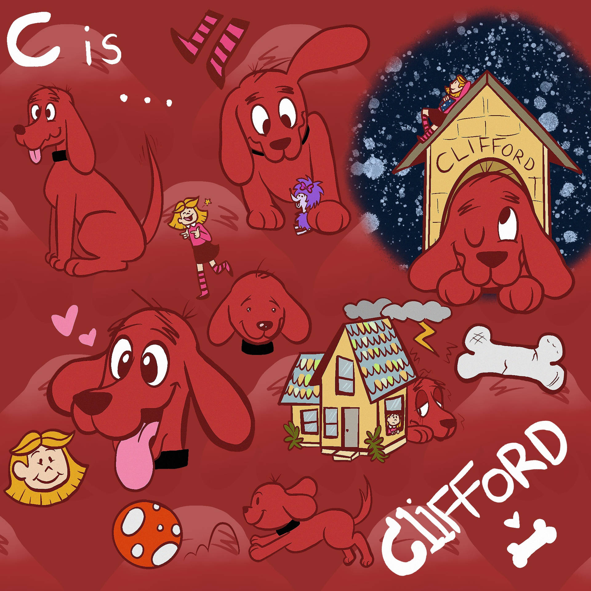 A Joyful Clifford, The Big Red Dog In Action Background