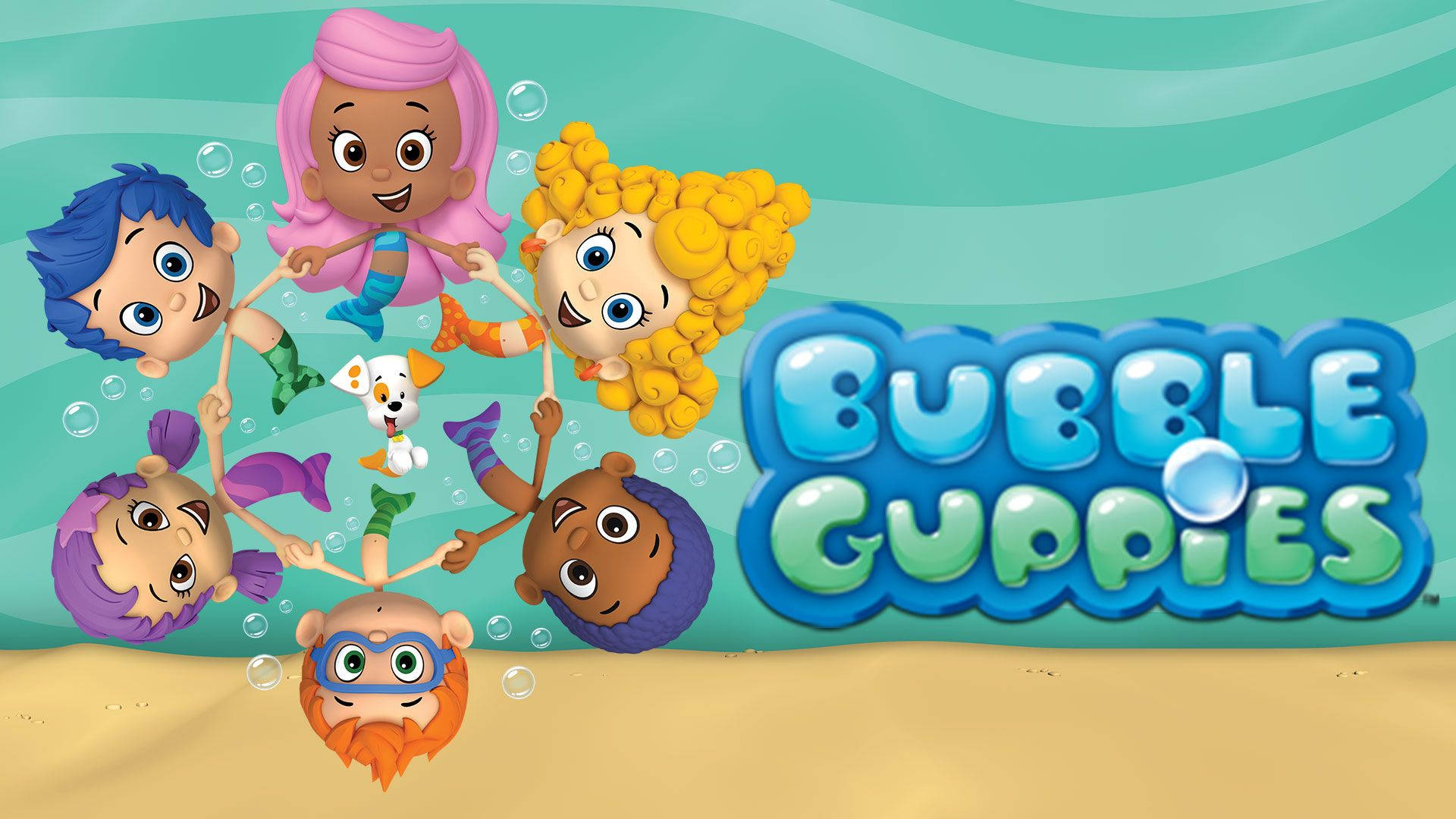 A Joyful Gathering Of Bubble Guppies Characters Background