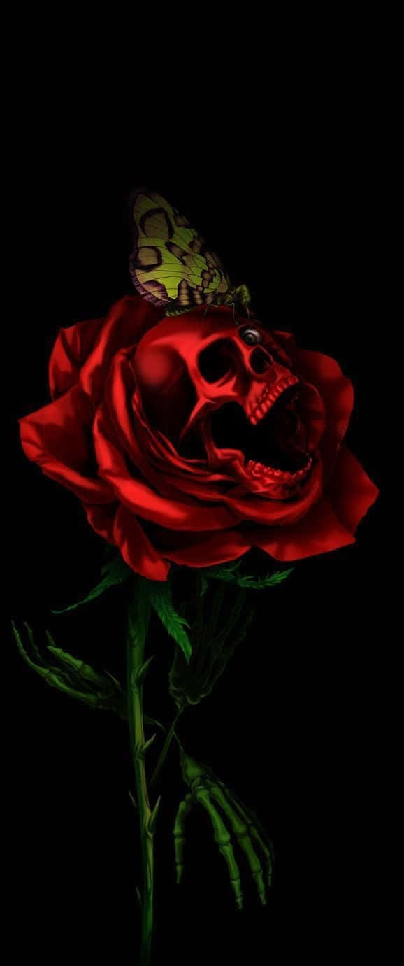 A Juxtaposition Of Life And Death, 'skulls And Roses' Background