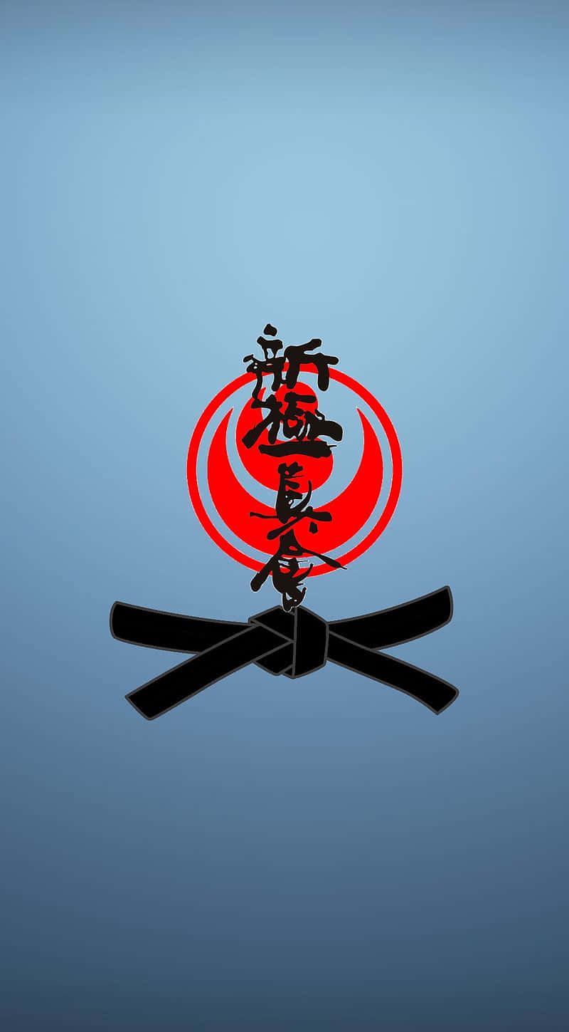 A Karate Logo With A Red And Black Design Background