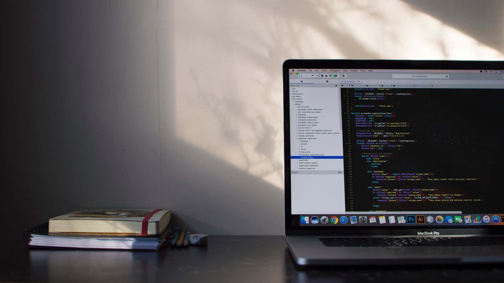 A Laptop Is On A Desk Background