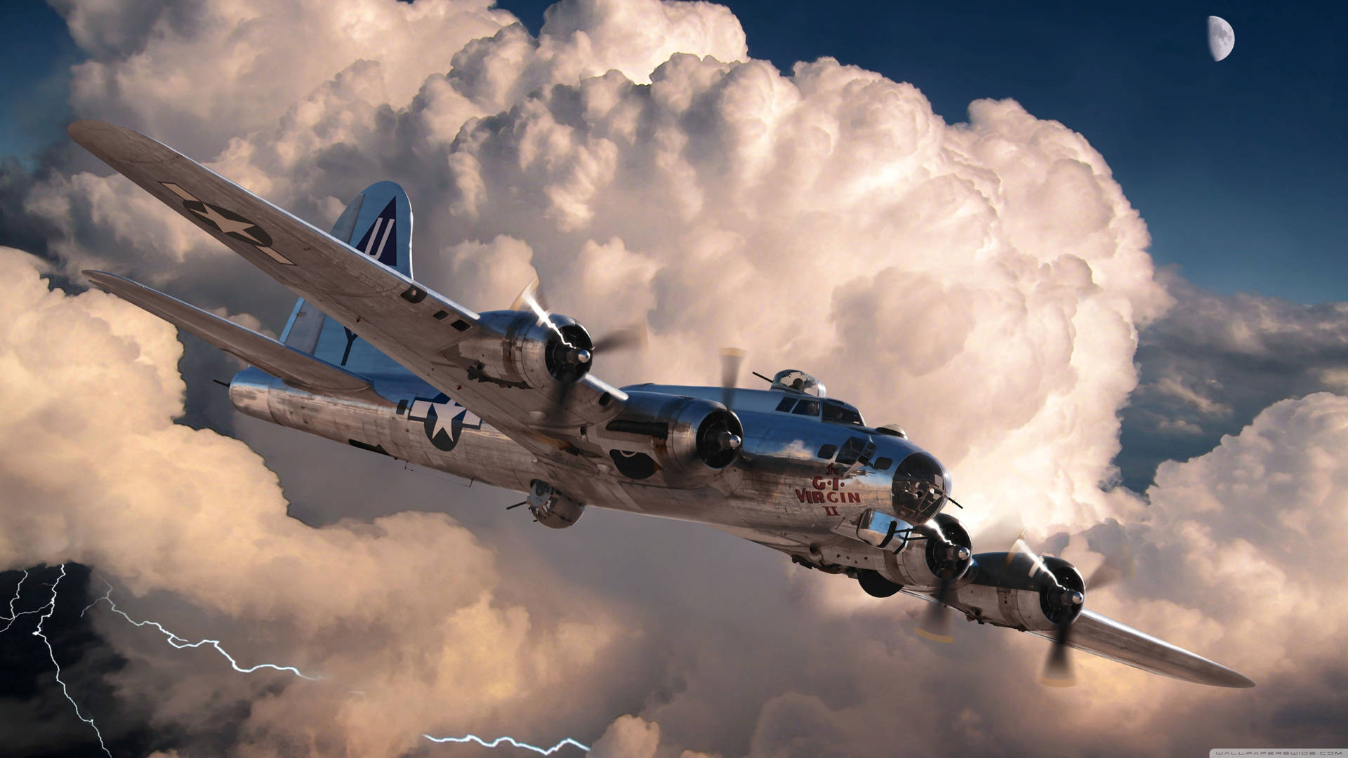 A Large Airplane Flying Through The Clouds