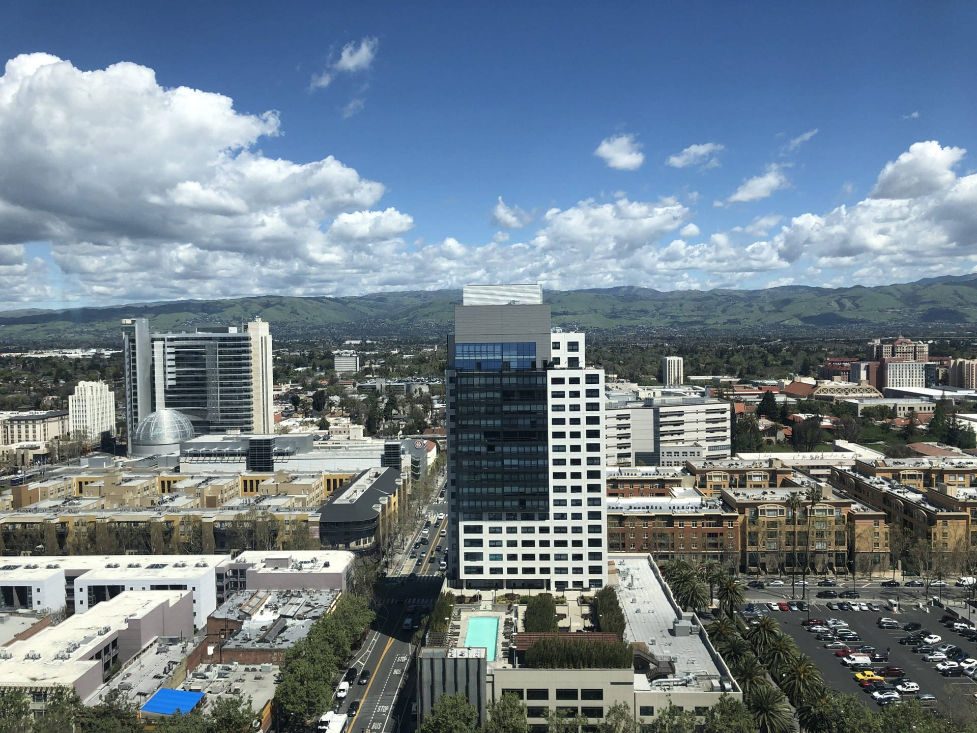 A Large Building In The City Background