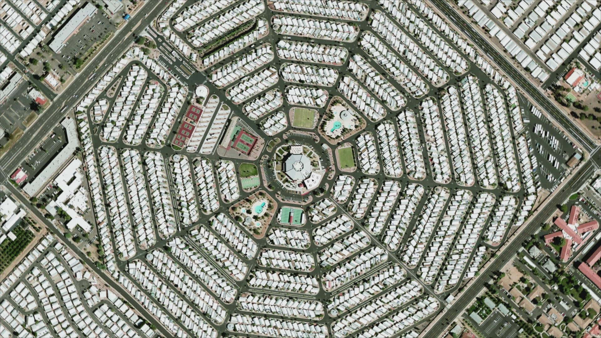 A Large City With Many Buildings In The Middle