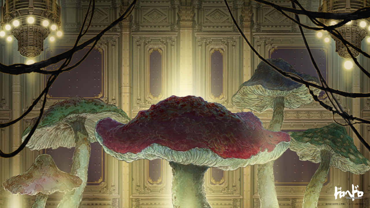 A Large Mushroom In A Room Background