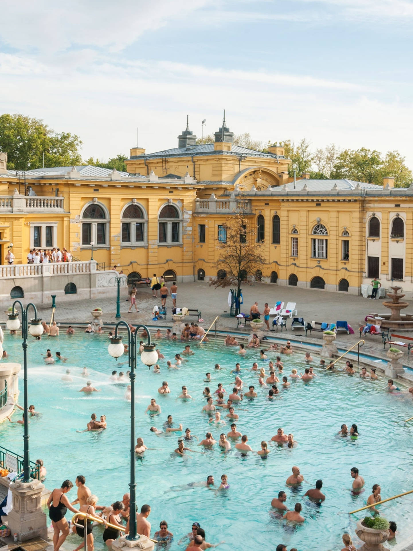 A Large Pool With People Swimming In It