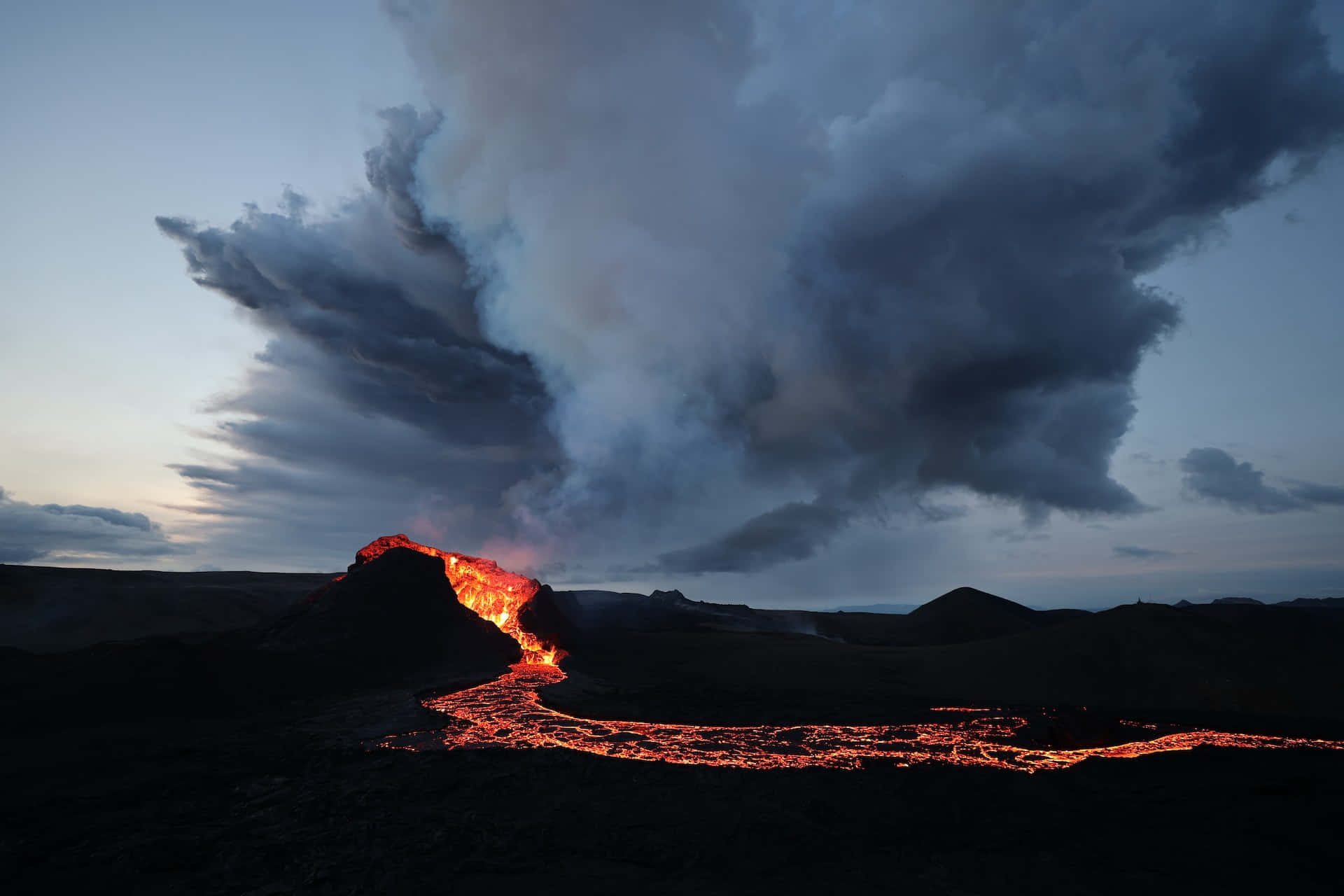 A Lava Flow Is Seen From The Sky