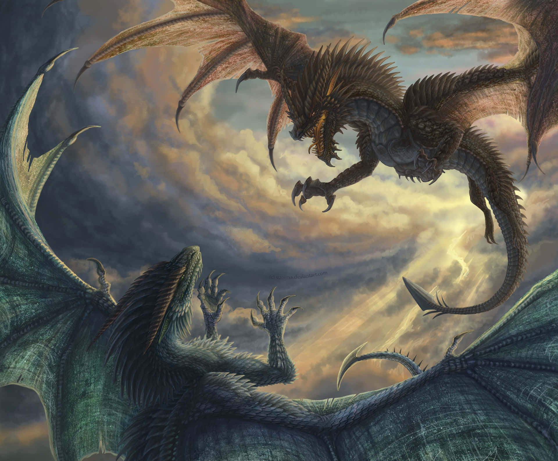 A Legendary Mythical Dragon Awakens Background