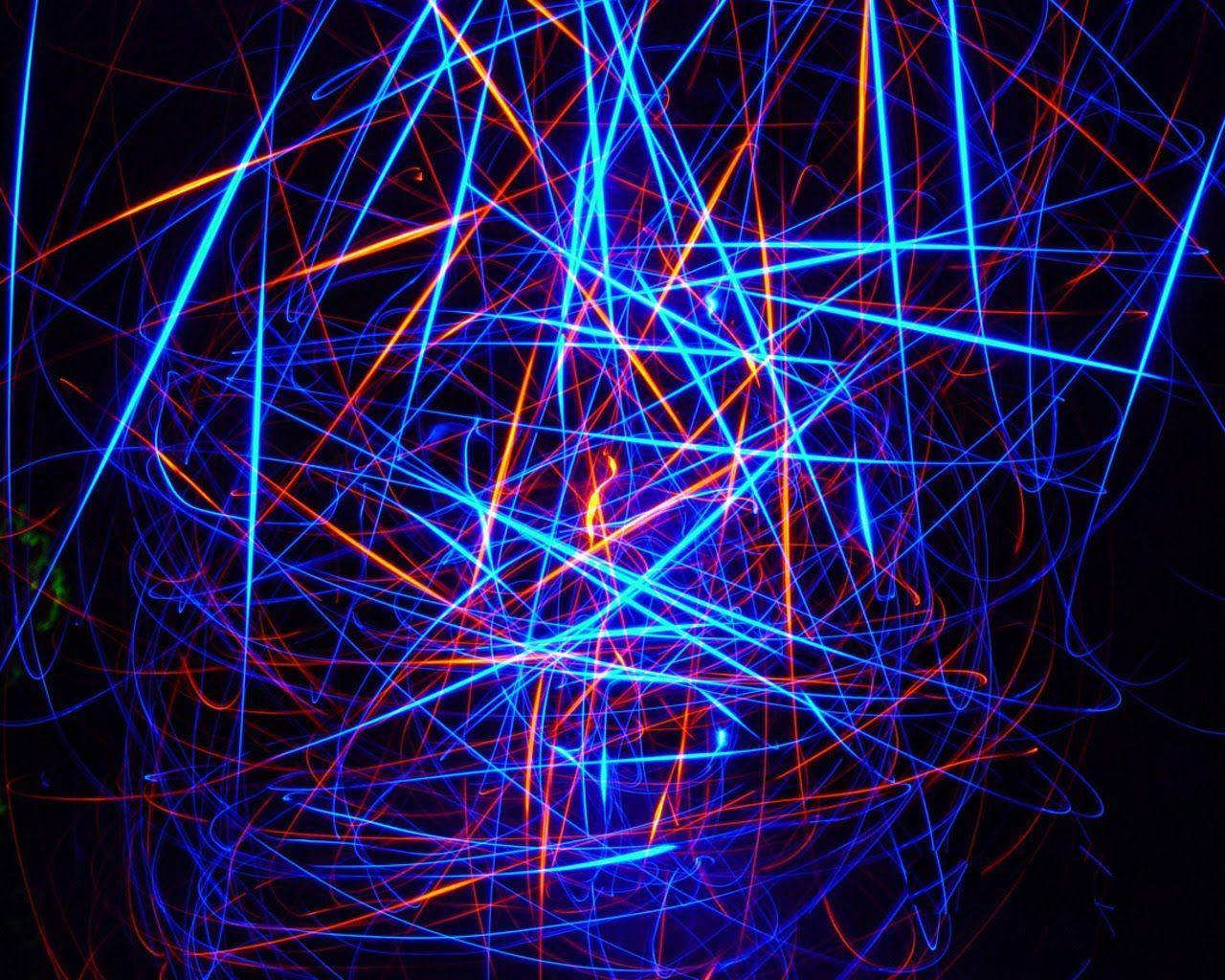 A Light Painting Of Blue And Orange Lines Background