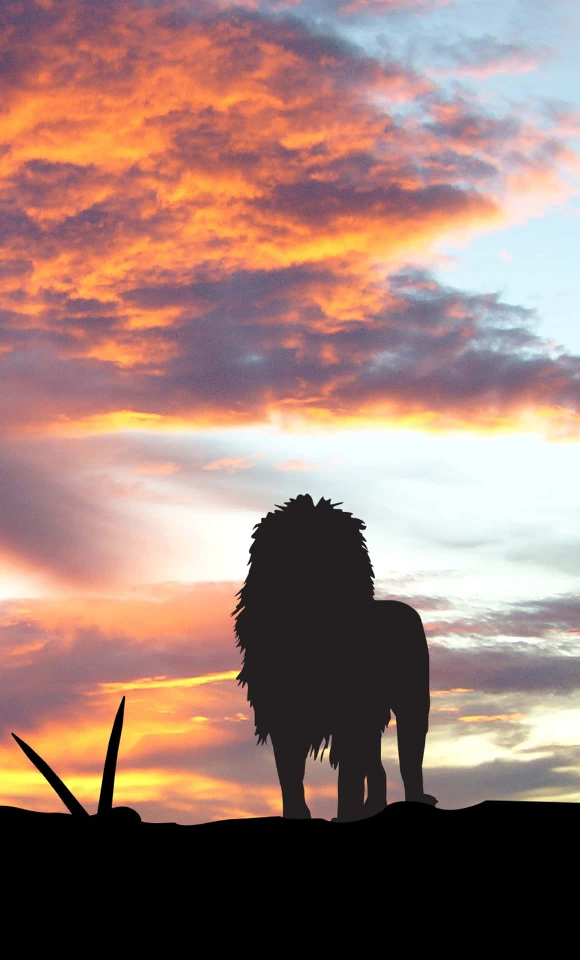 A Lion Is Standing On A Hill Background
