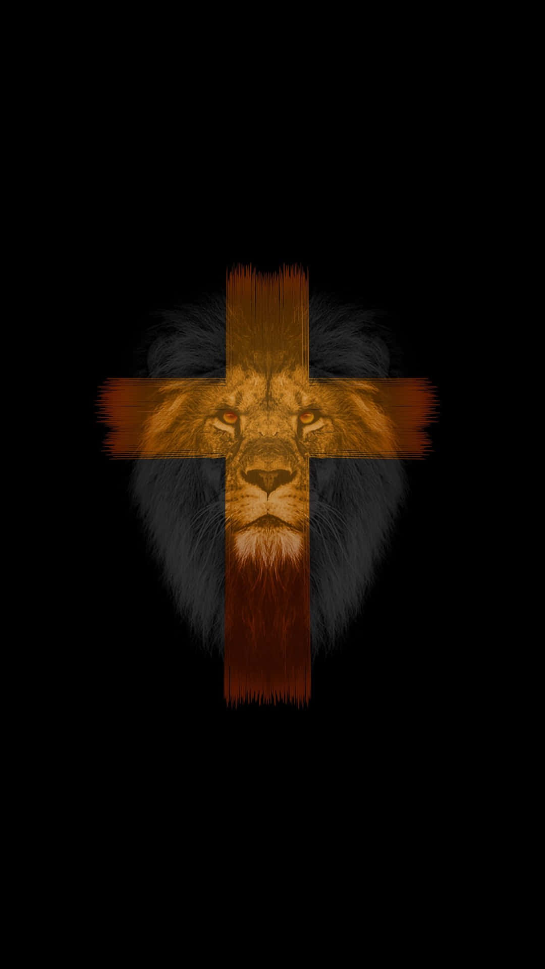 A Lion With A Cross On His Head Background