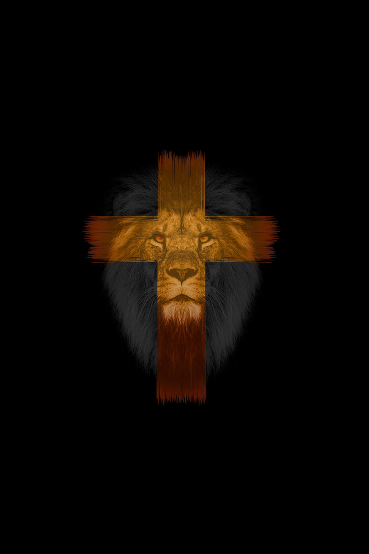 A Lion With A Cross On His Head Background