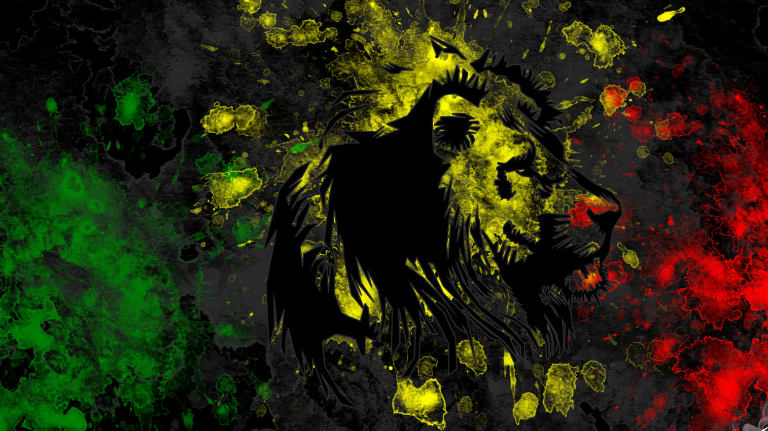 A Lion With Red, Yellow And Green Paint On It Background