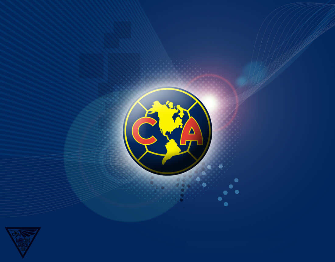 A Logo Of A Soccer Team On A Blue Background Background