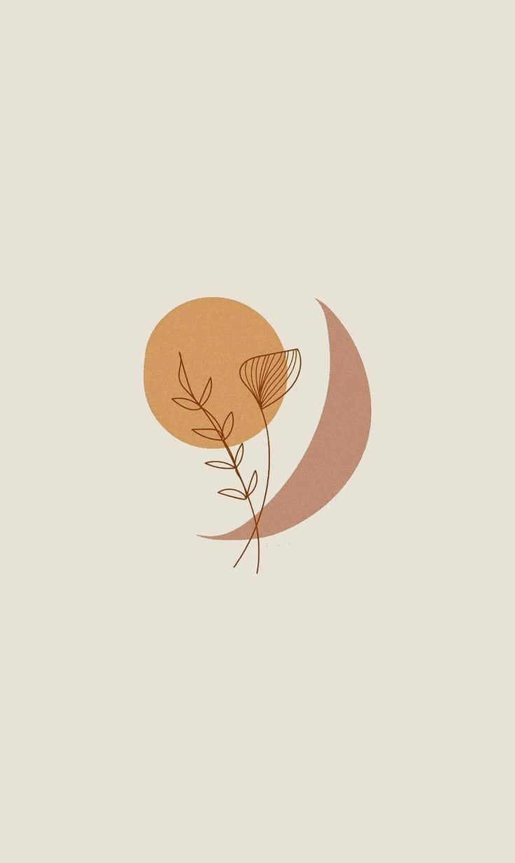 A Logo With A Flower And A Moon Background