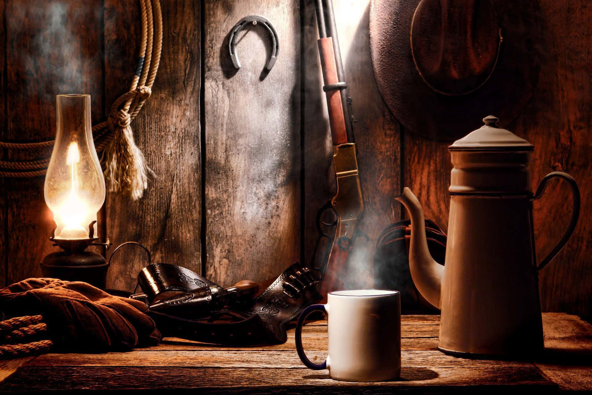 A Lone Cowboy Rides The Range. Background