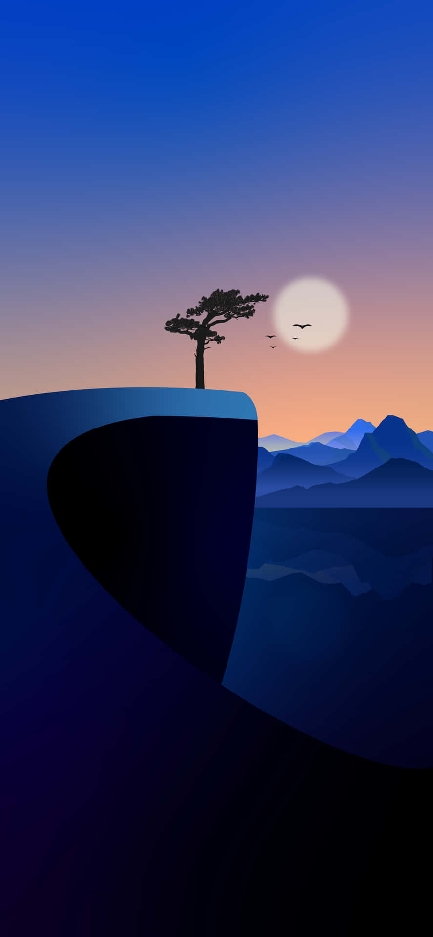 A Lone Tree On A Cliff Background