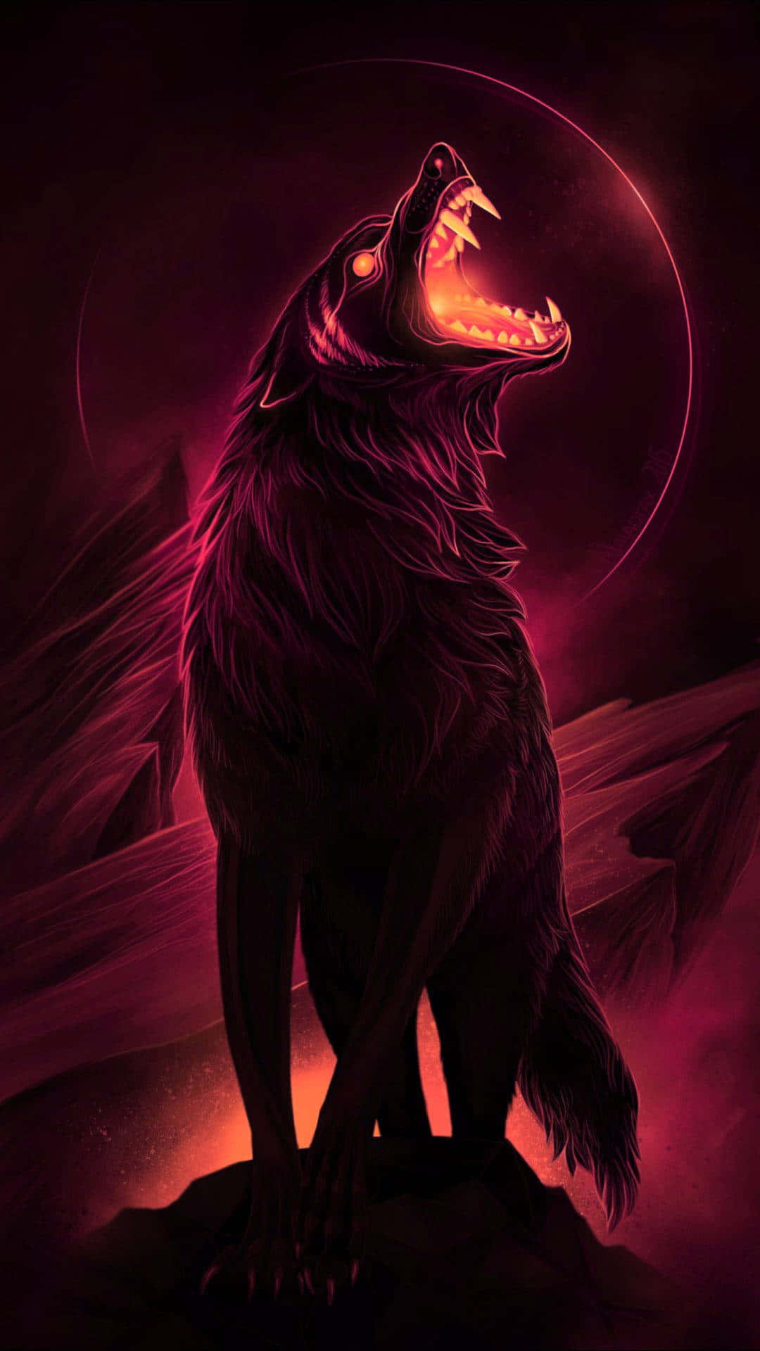 A Lone Wolf Howling At The Moon Background