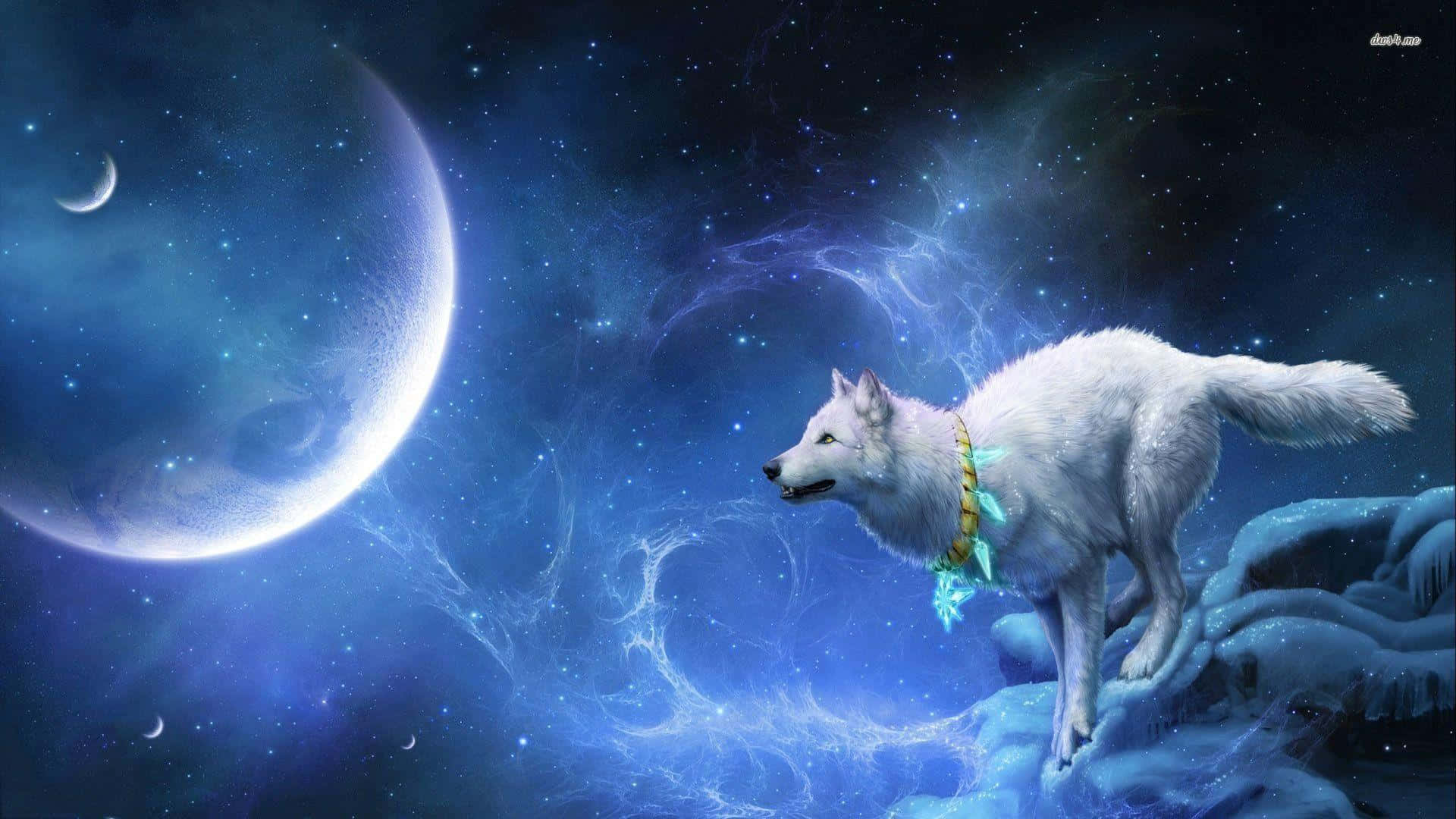 A Lone Wolf Howling At The Moon Background