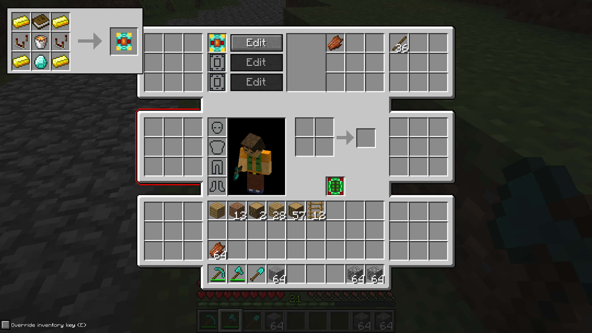 A Look Into A Player's Inventory In The Game Minecraft! Background