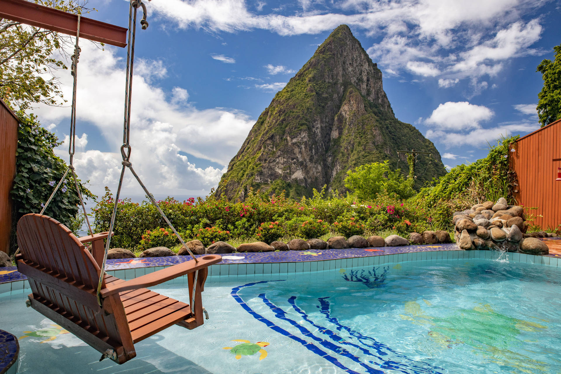 A Luxurious Pool Overlooking The Beautiful Ocean In Saint Lucia, North America