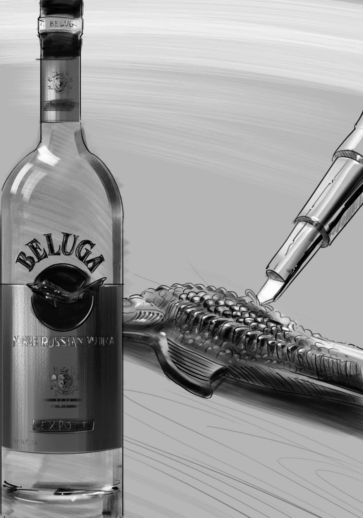 A Luxurious Sip - Beluga Vodka Artistic Presentation Background