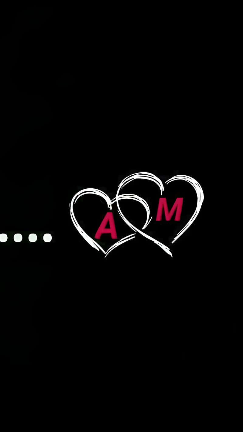 A M Heart Initials Black Background